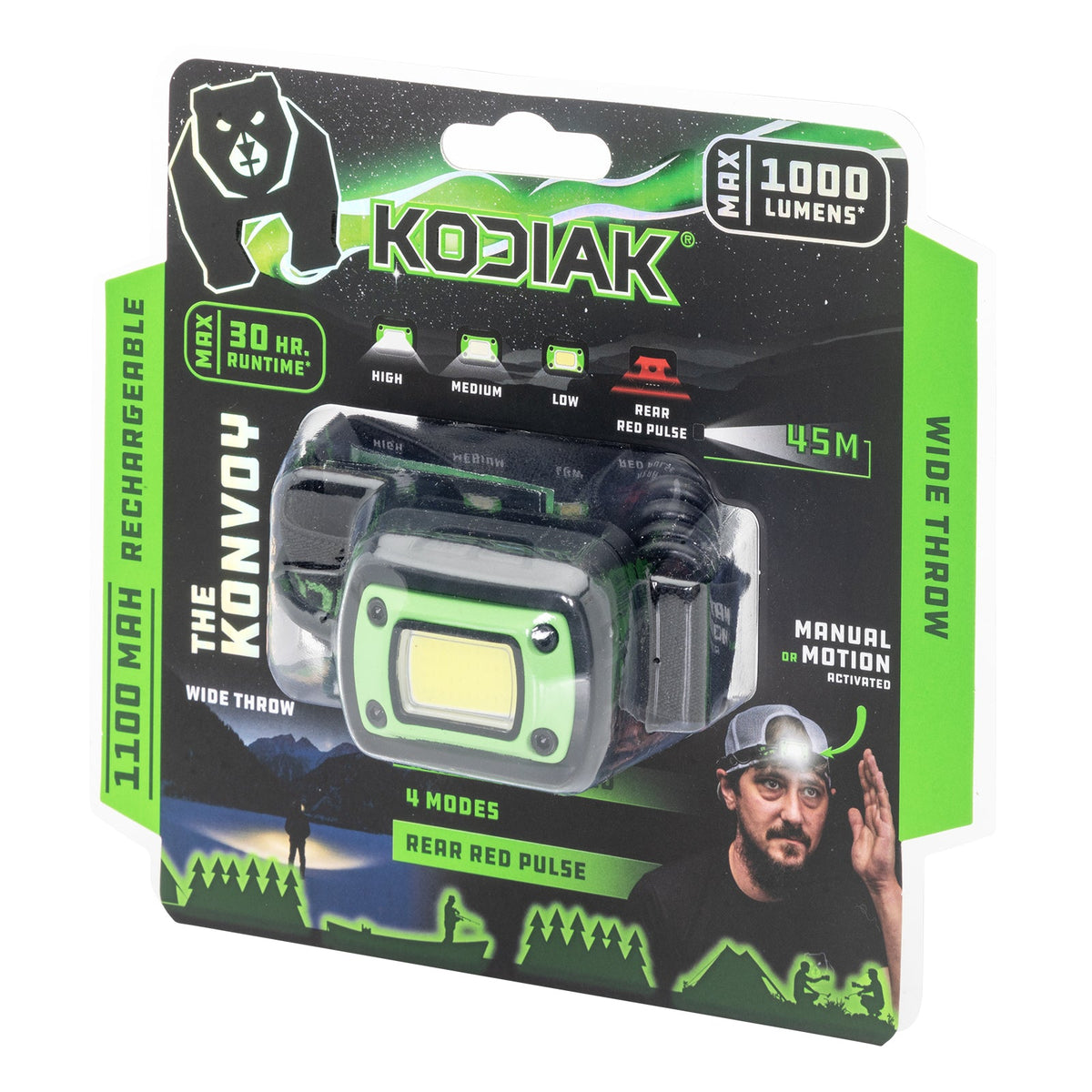 Kodiak® Konvoy® Rechargeable Motion Activated Wide Beam Headlamp