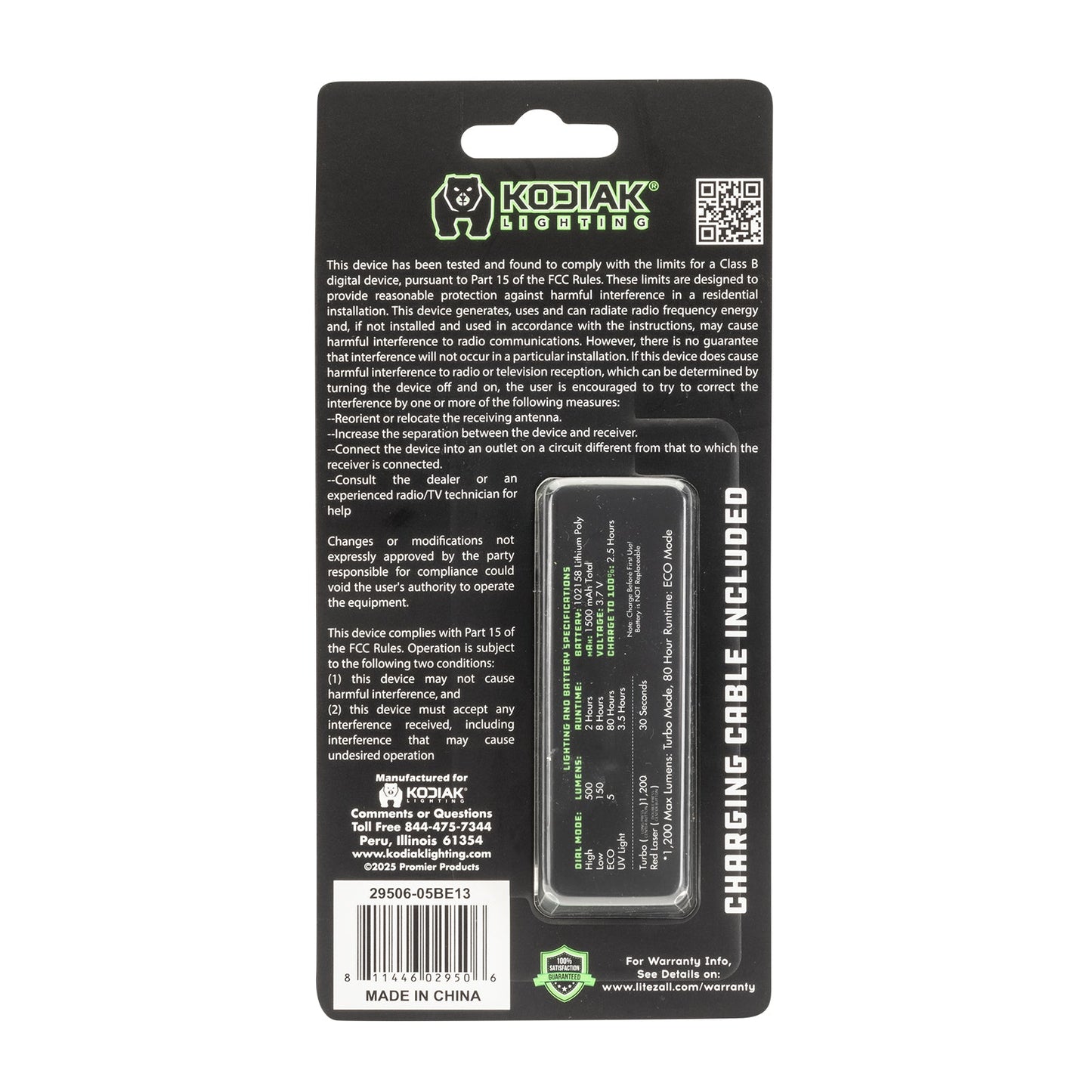 Kodiak® Krux Rechargeable Low Profile Flashlight with UV and Red Laser