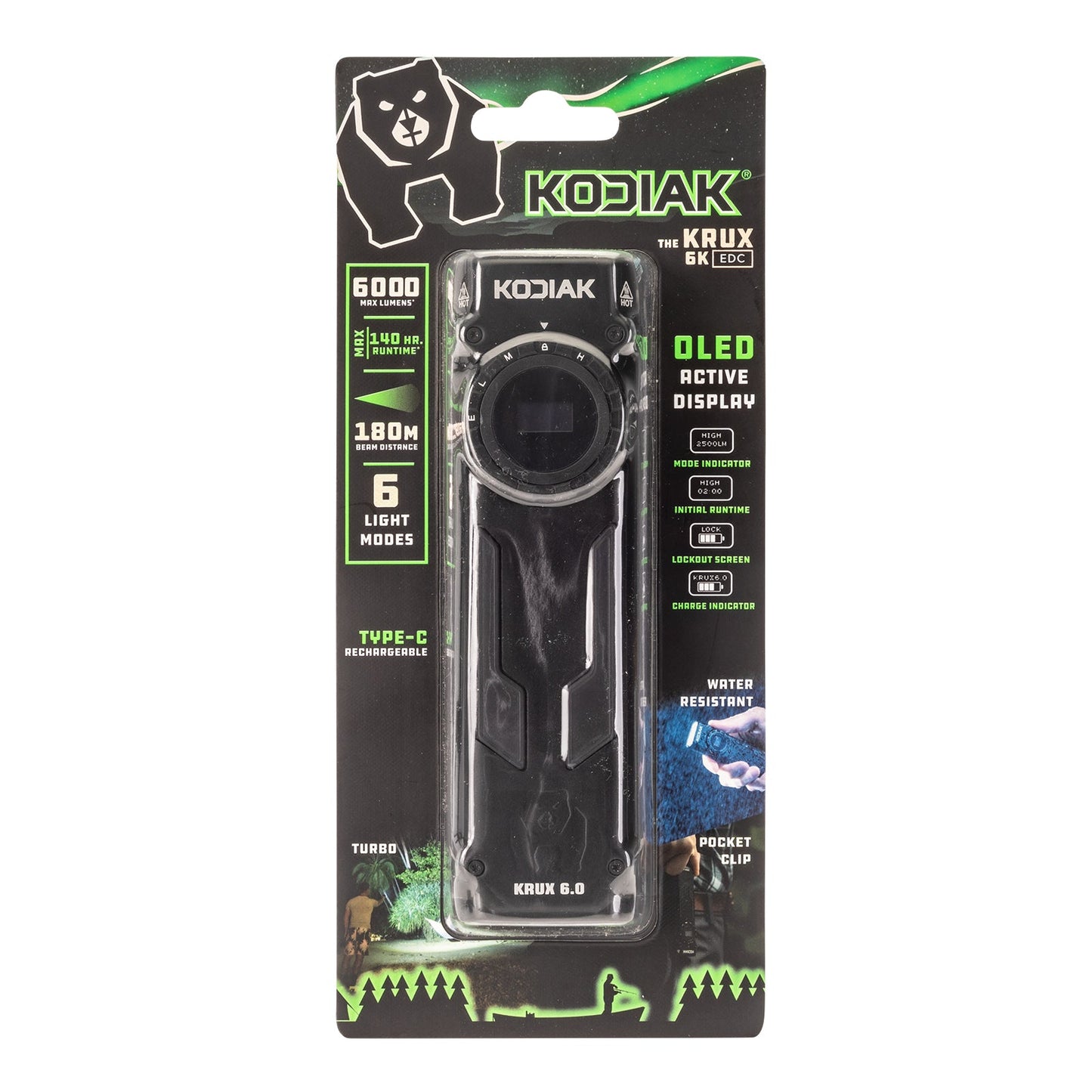 Krux 6.0 6000 Lumen Rechargeable Dial Tactical EDC Light with OLED Screen